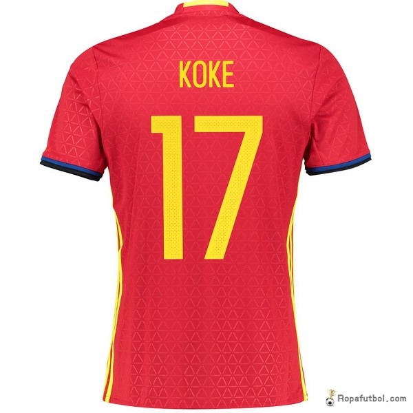 Camiseta España Replica Primera Ropa Koke 2016 Rojo